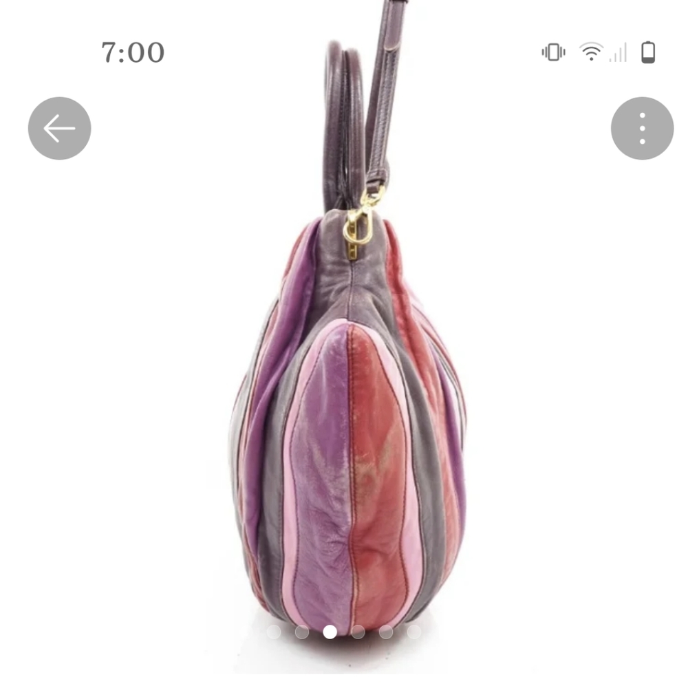 Authentic Prada Hand Bag Leather Multi Color